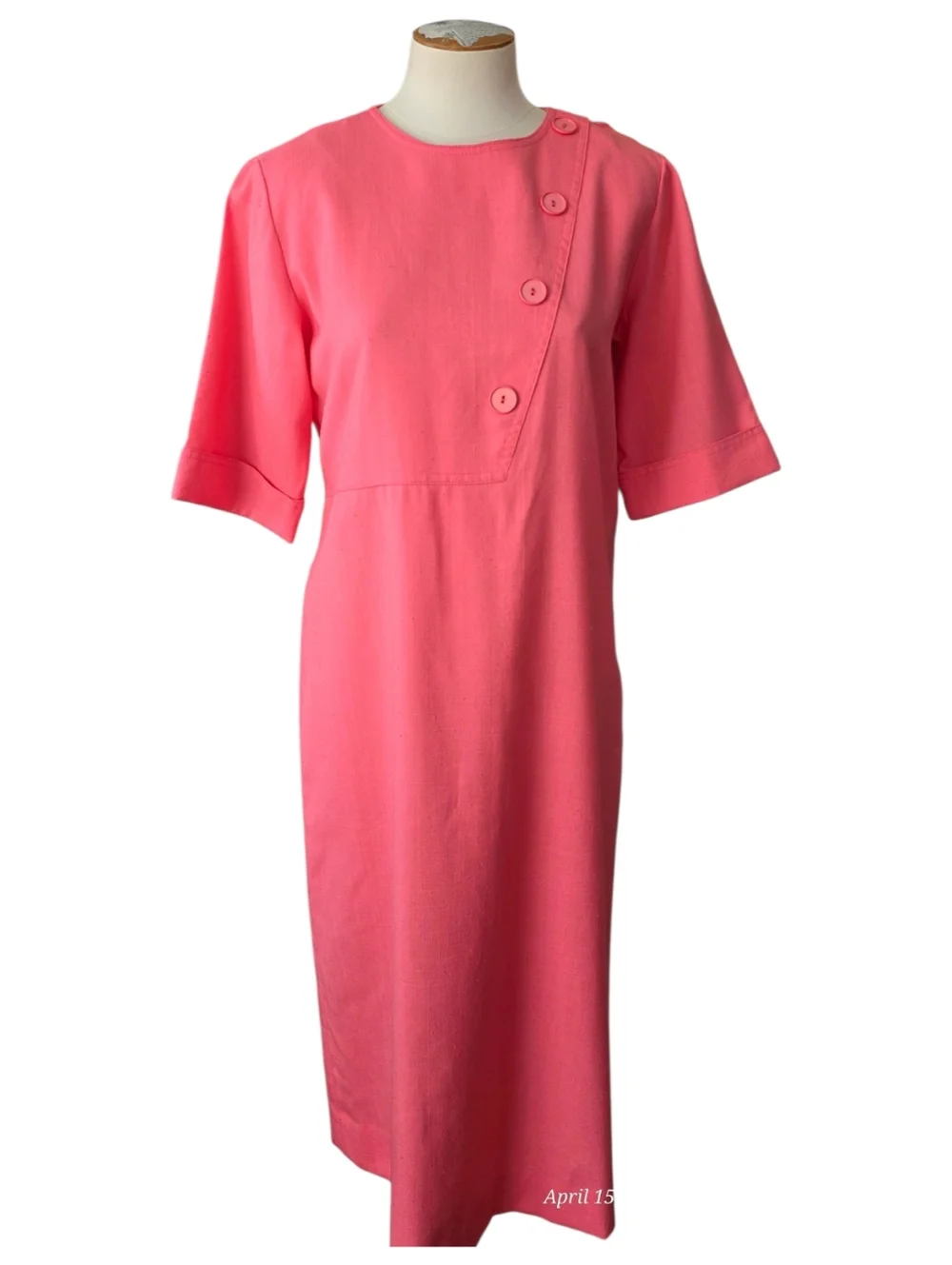 Vintage 1960s Hal Hardin Pink A-Line Dress Belted Mod Shift Womens Size 12- 14 - Picture 6 of 12